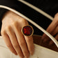 Red Enamel Ripple Ring