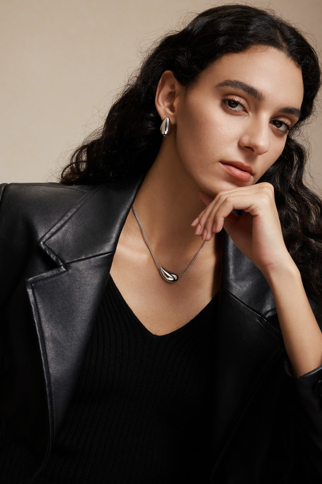 Drop Necklace - White Gold Plated