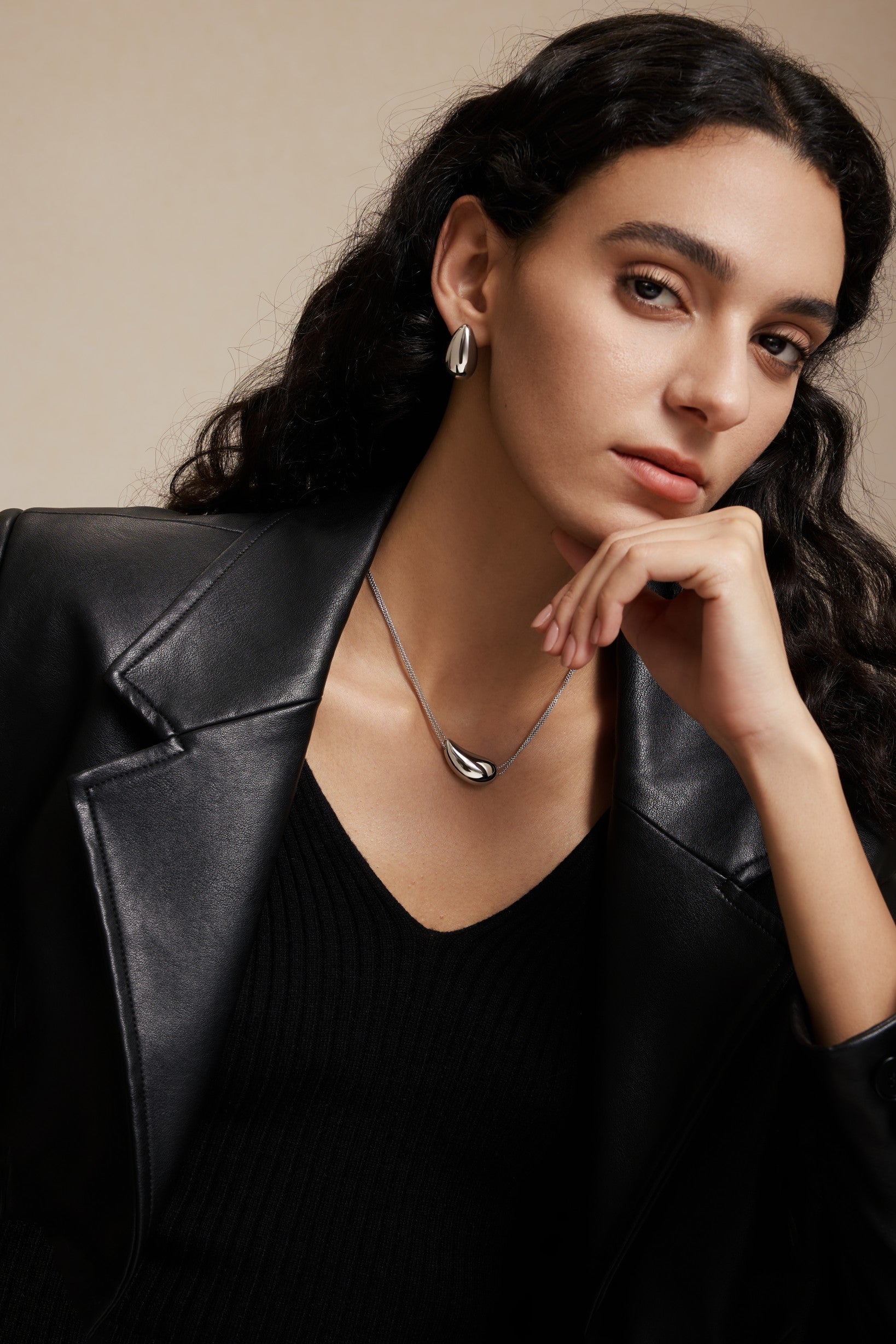 Drop Necklace - White Gold Plated