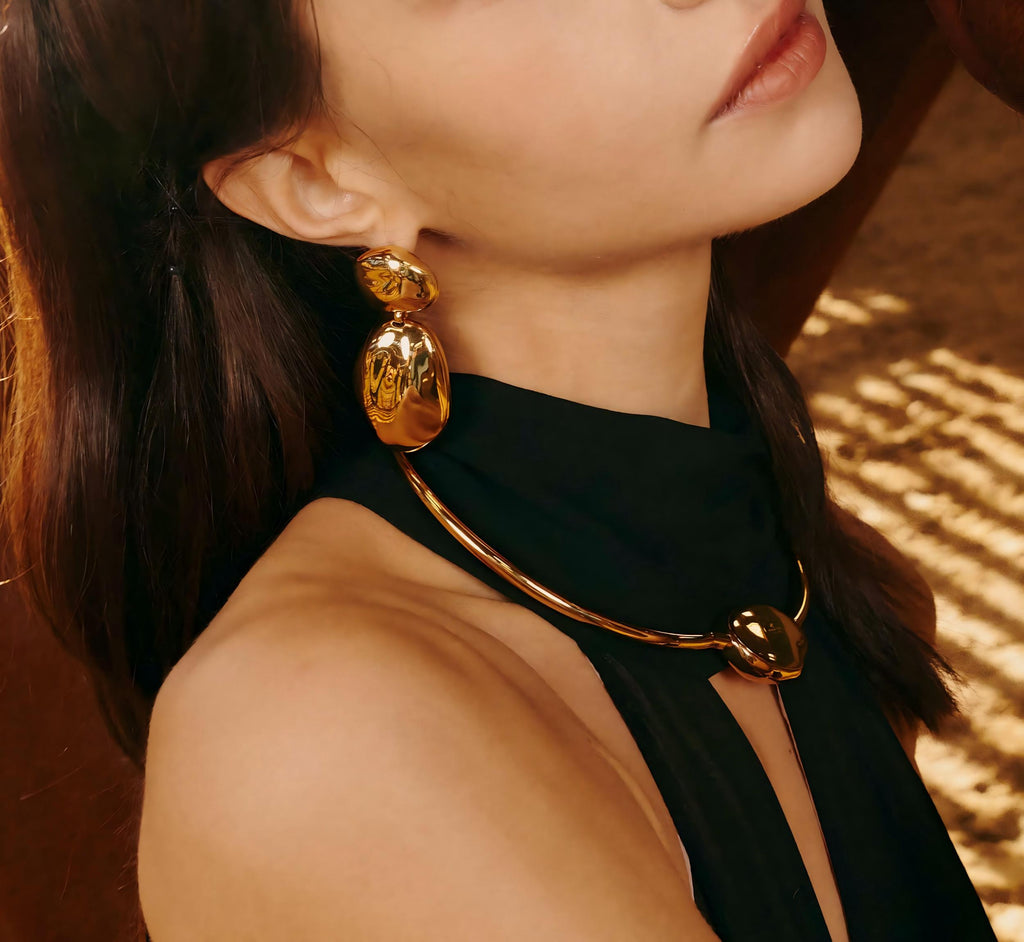 Lumina Orbit Dangle Earrings - Gold