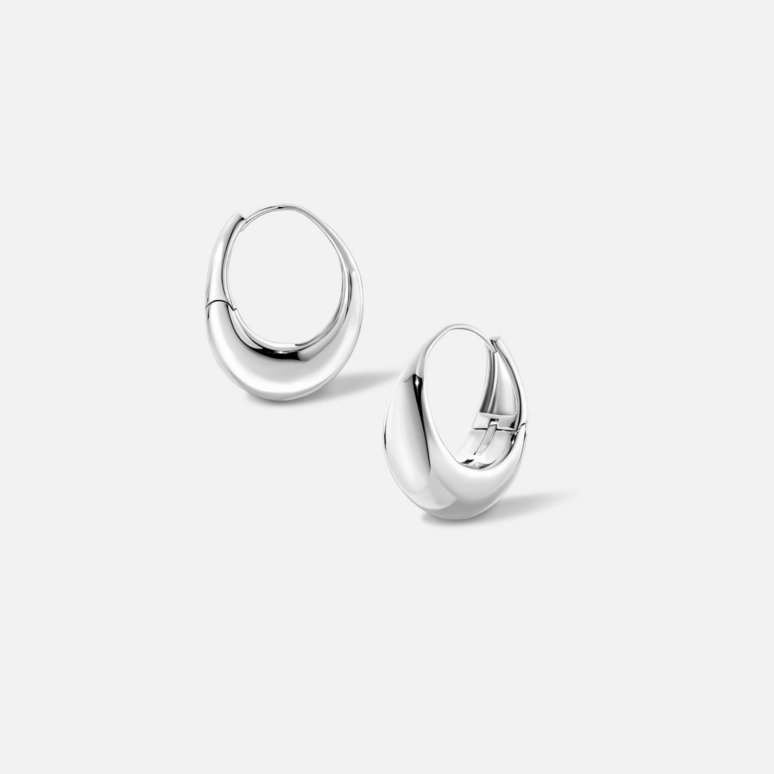 Drop Silver Hoop Earrings