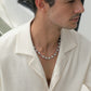 Leopard Shell Pearl Necklace - Light Gray