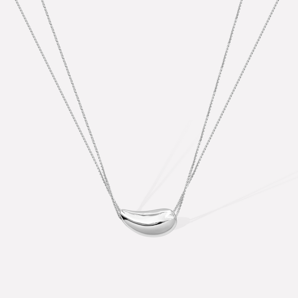Drop Necklace - White Gold Plated