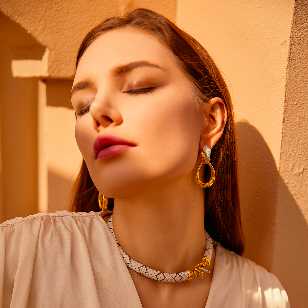 White Uraeus Earrings
