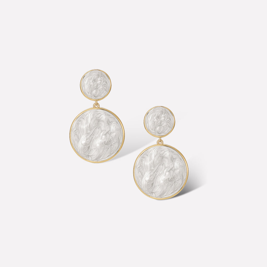 White Enamel Ripple Drop Earrings