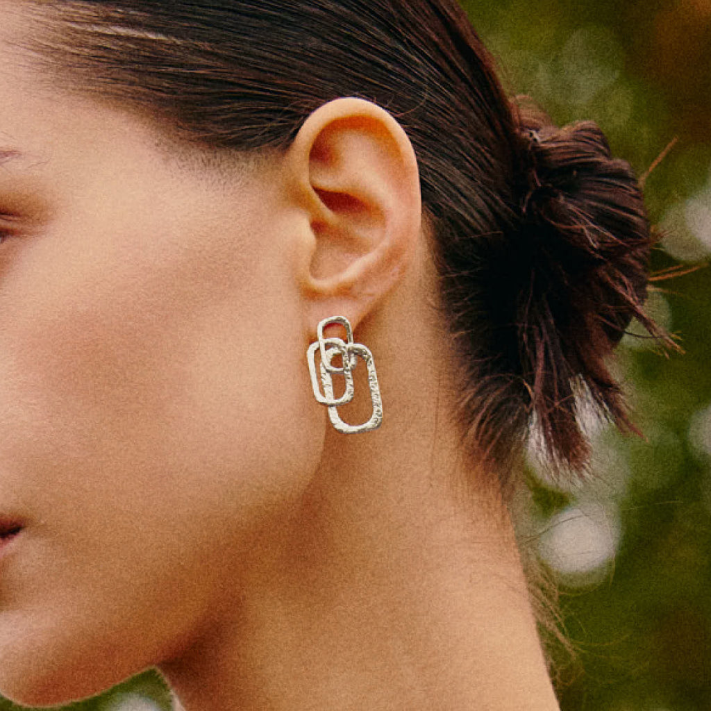 Roman Arc Silver Earrings