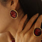 Red Enamel Ripple Earrings