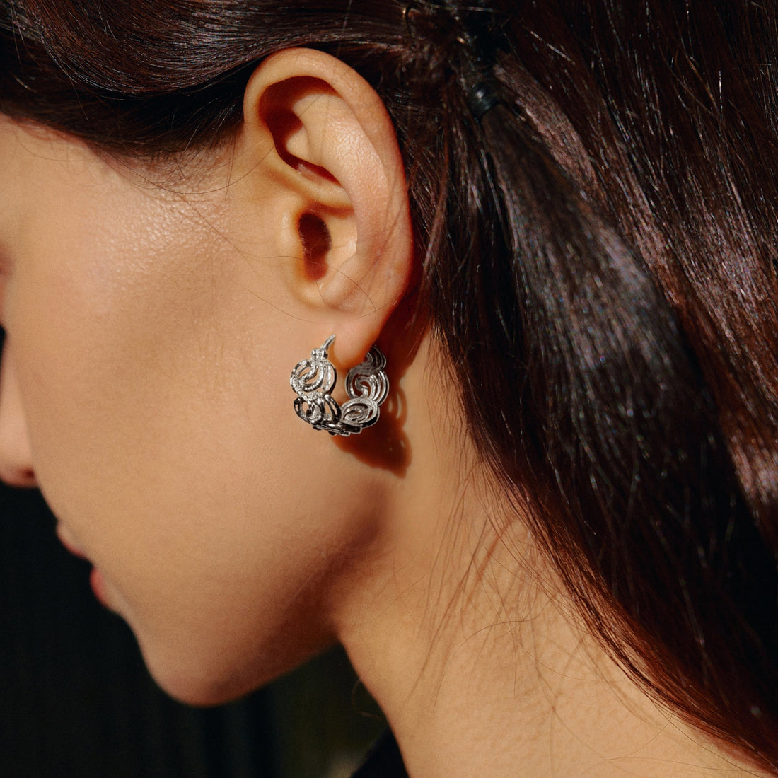 Mono Spiral Silver Earring