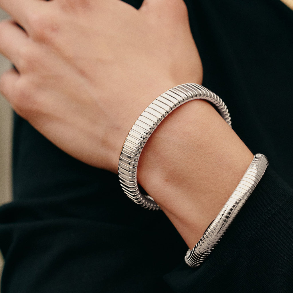 Wide Gladiatorl Minimalist Silver Bracelet